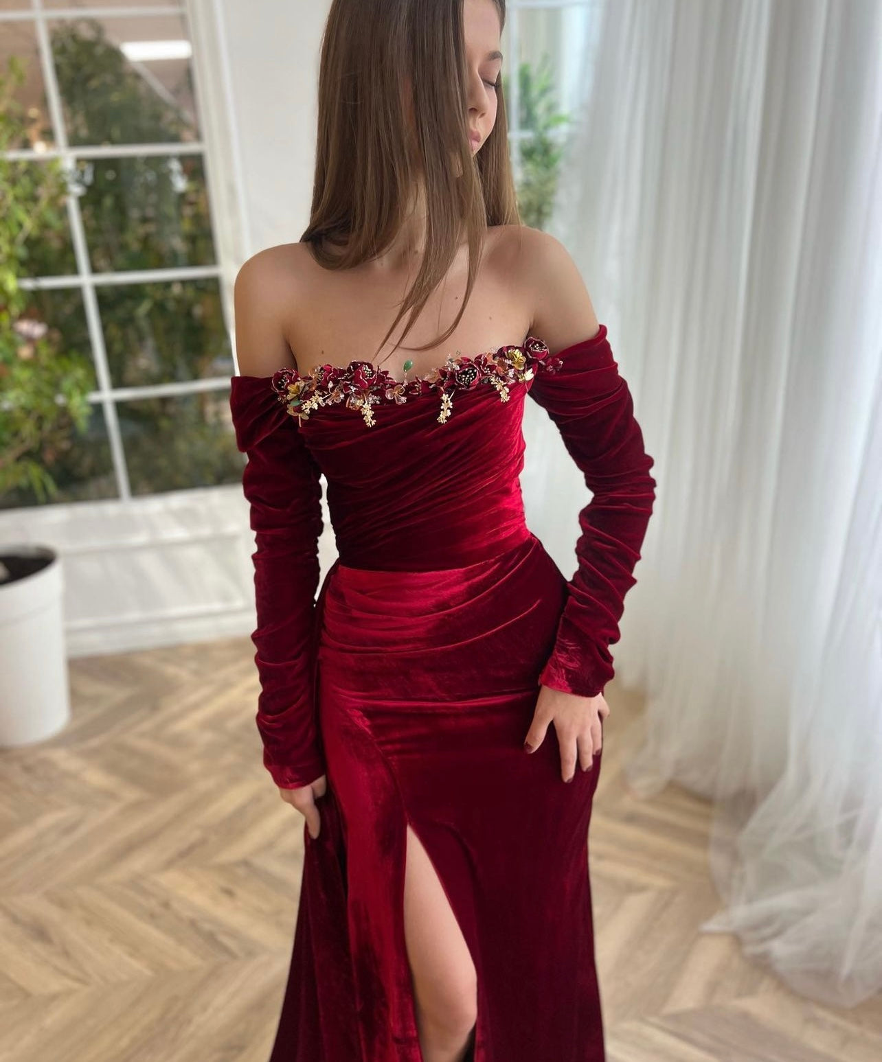 Crimson Velvet Mermaid Dress
