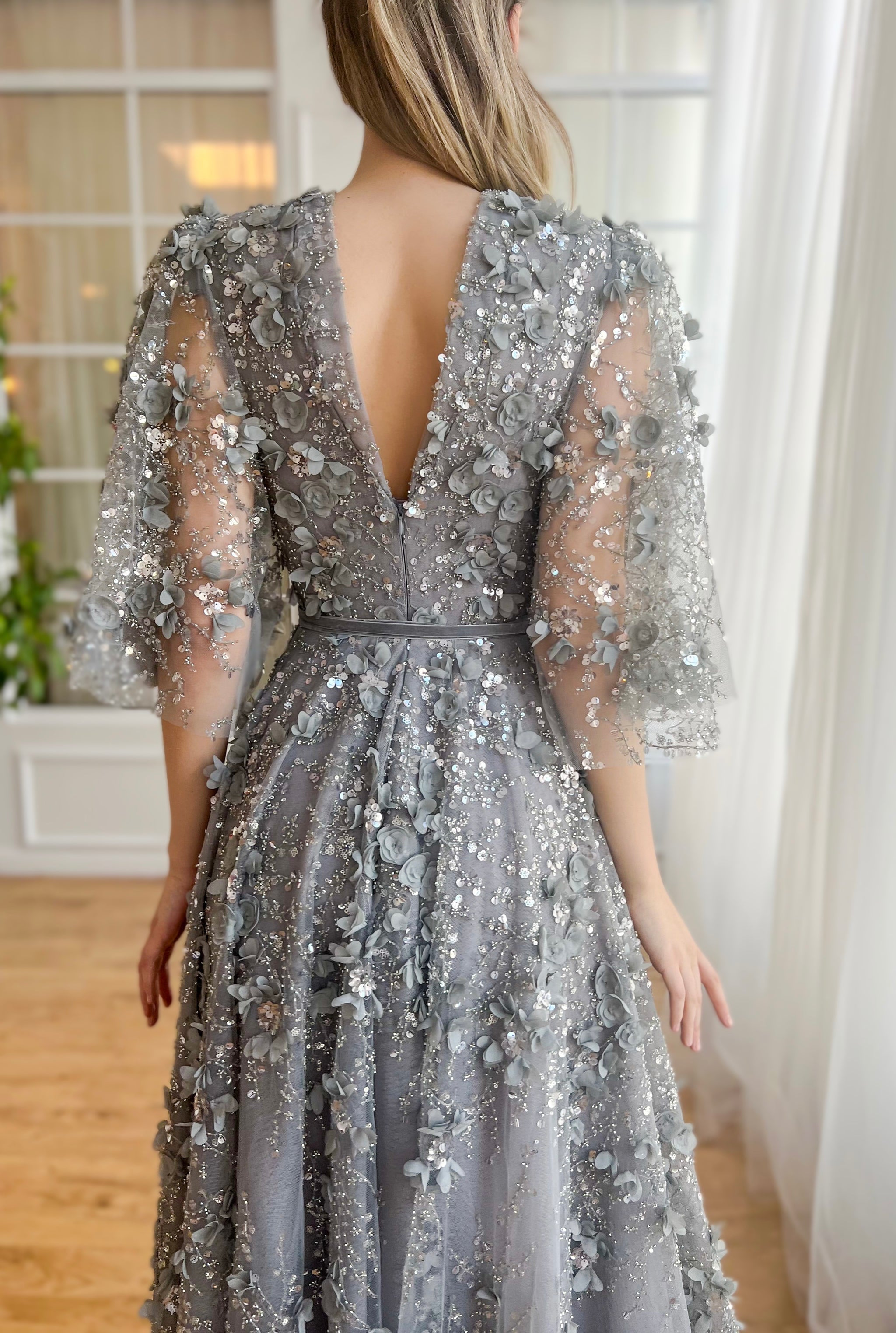 Silver Blossom Gala Gown | Teuta Matoshi