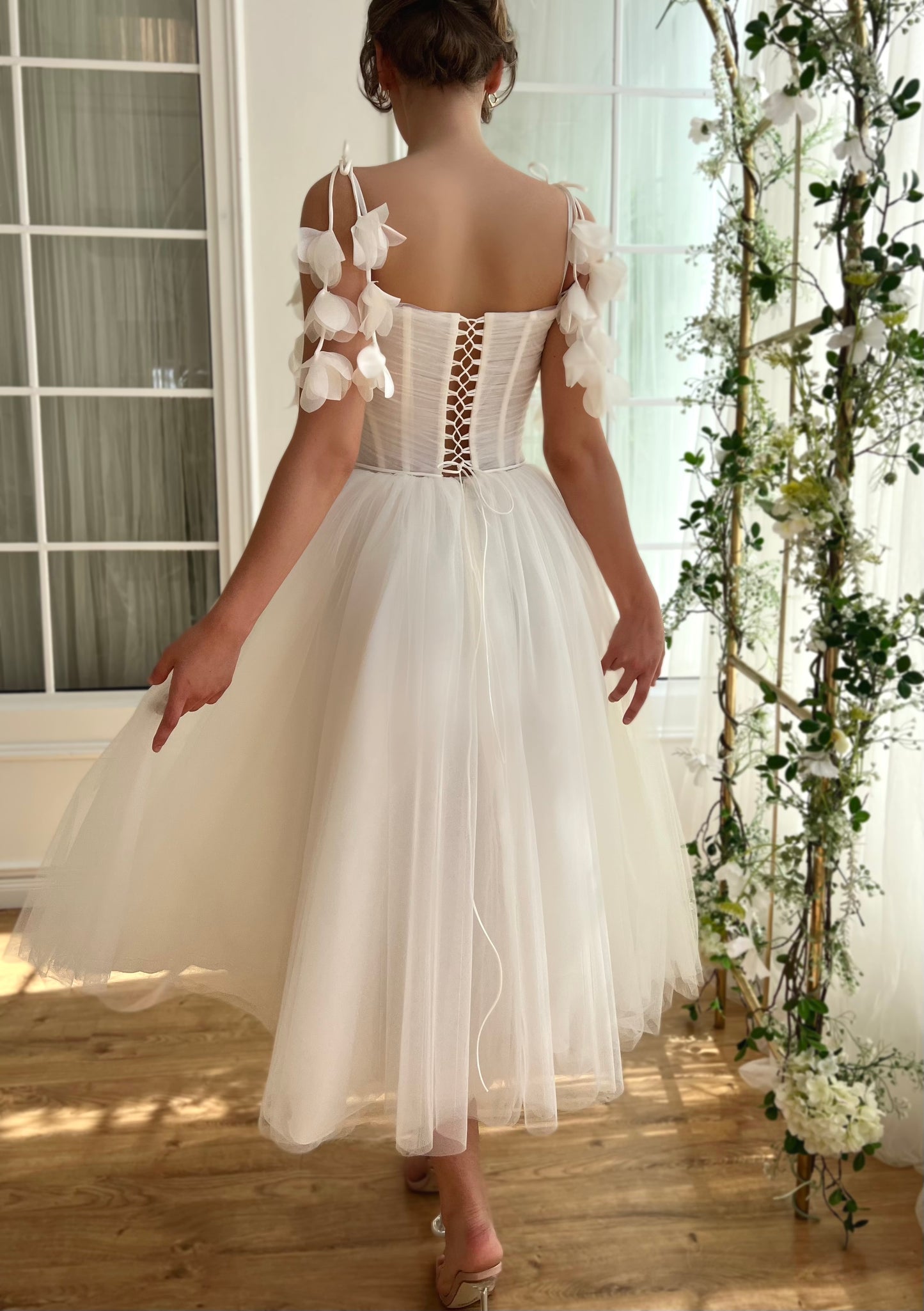 white midi dress bridal