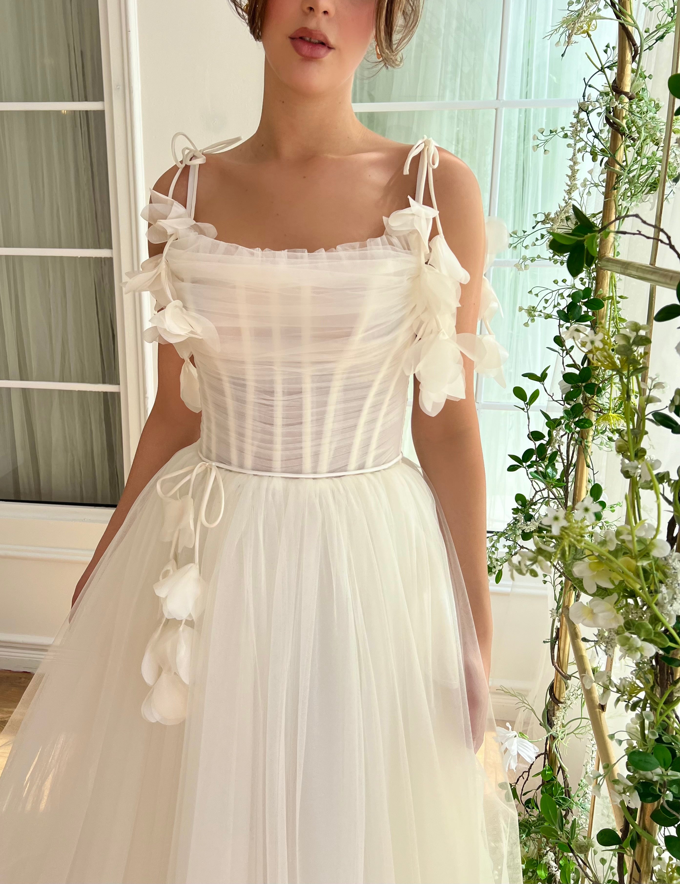 white midi dress bridal