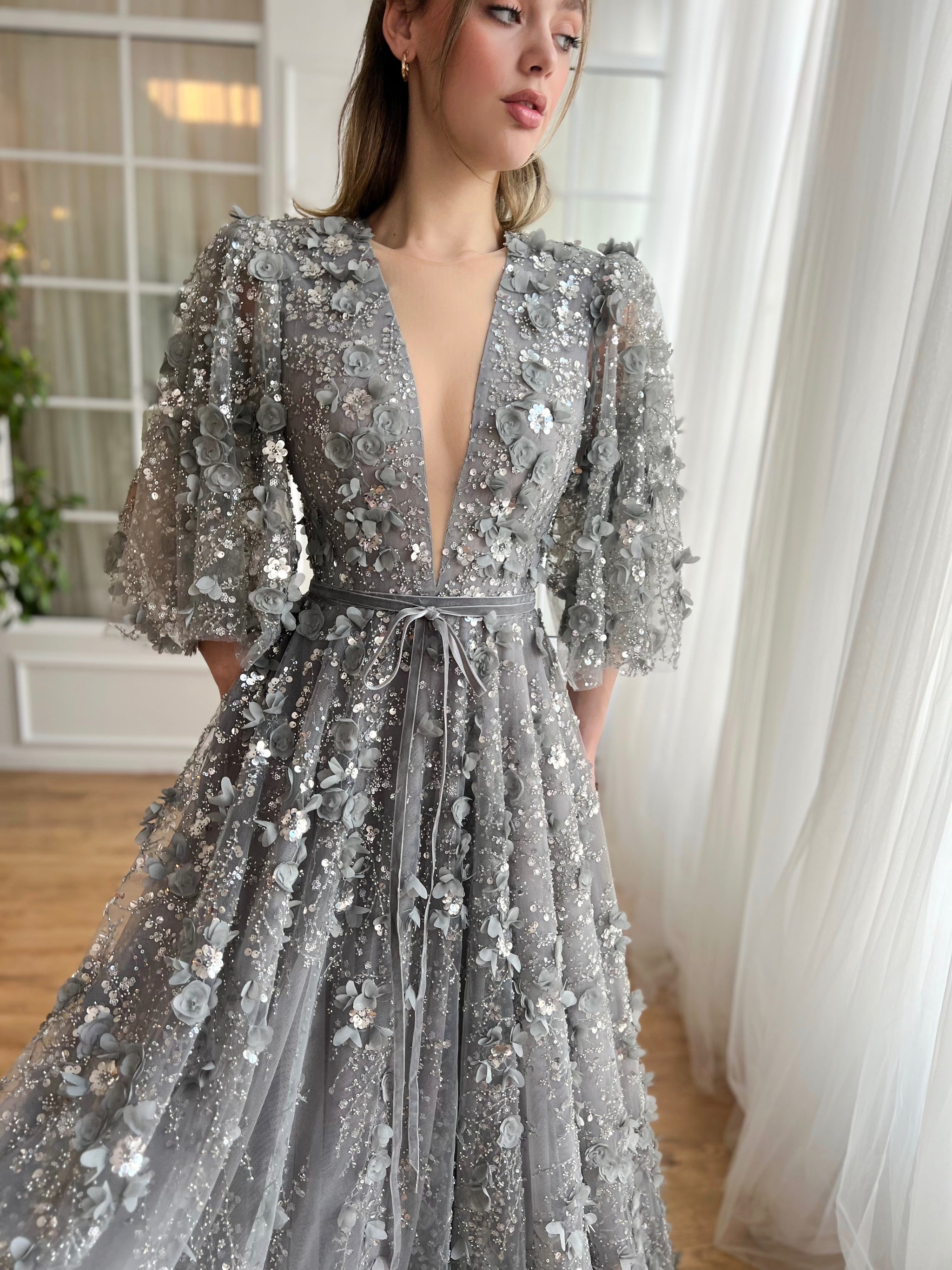 Silver Blossom Gala Gown | Teuta Matoshi