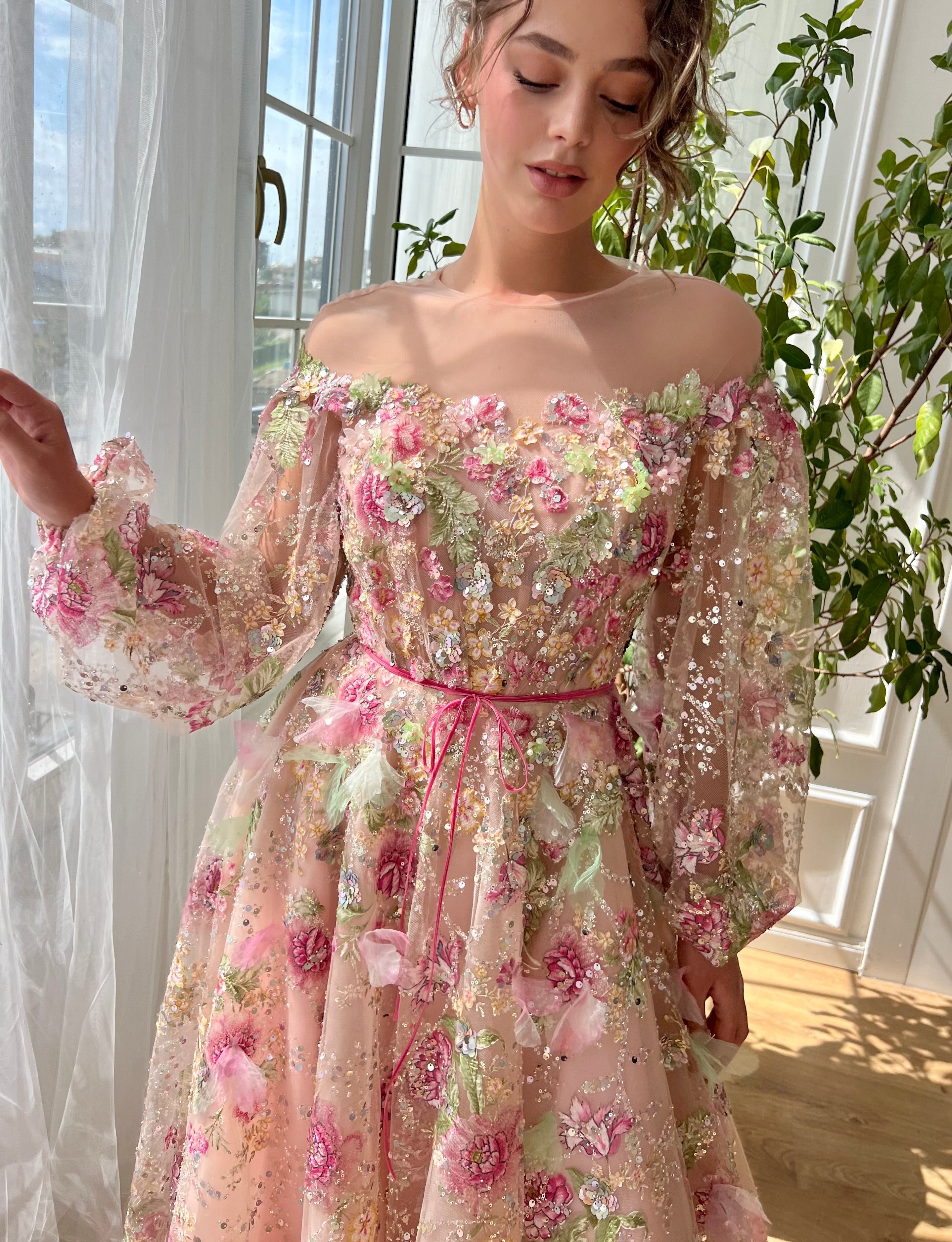 Morning Glow Blossom Gown