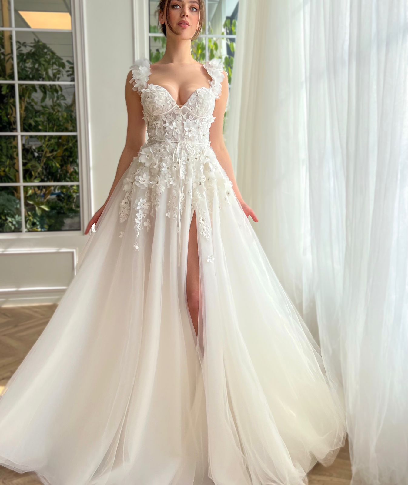 Charming Lace and Tulle A-Line Wedding Dress with Shoulder Straps