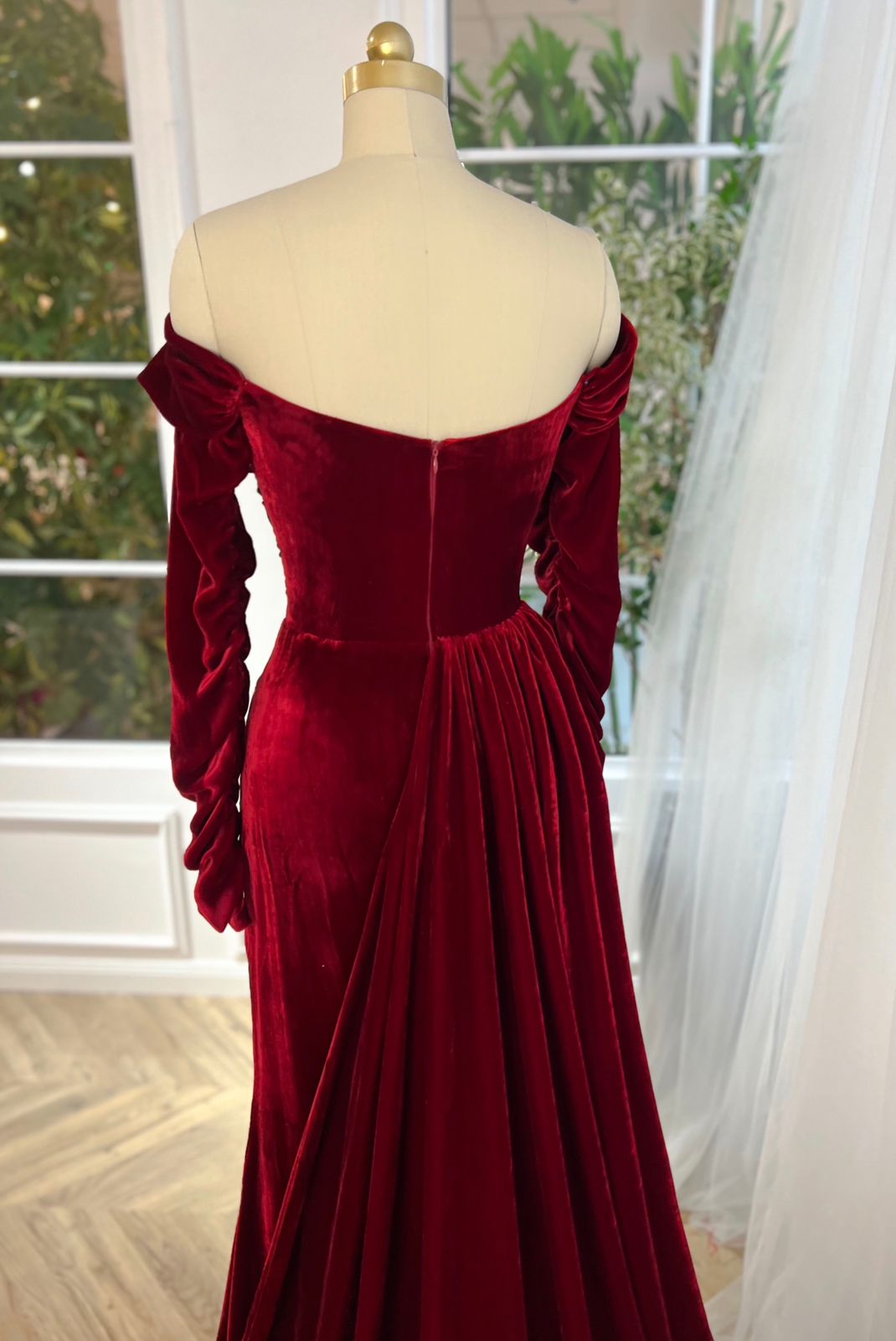 Buy Red Color Velvet Gown Online on Fresh Look Fashion