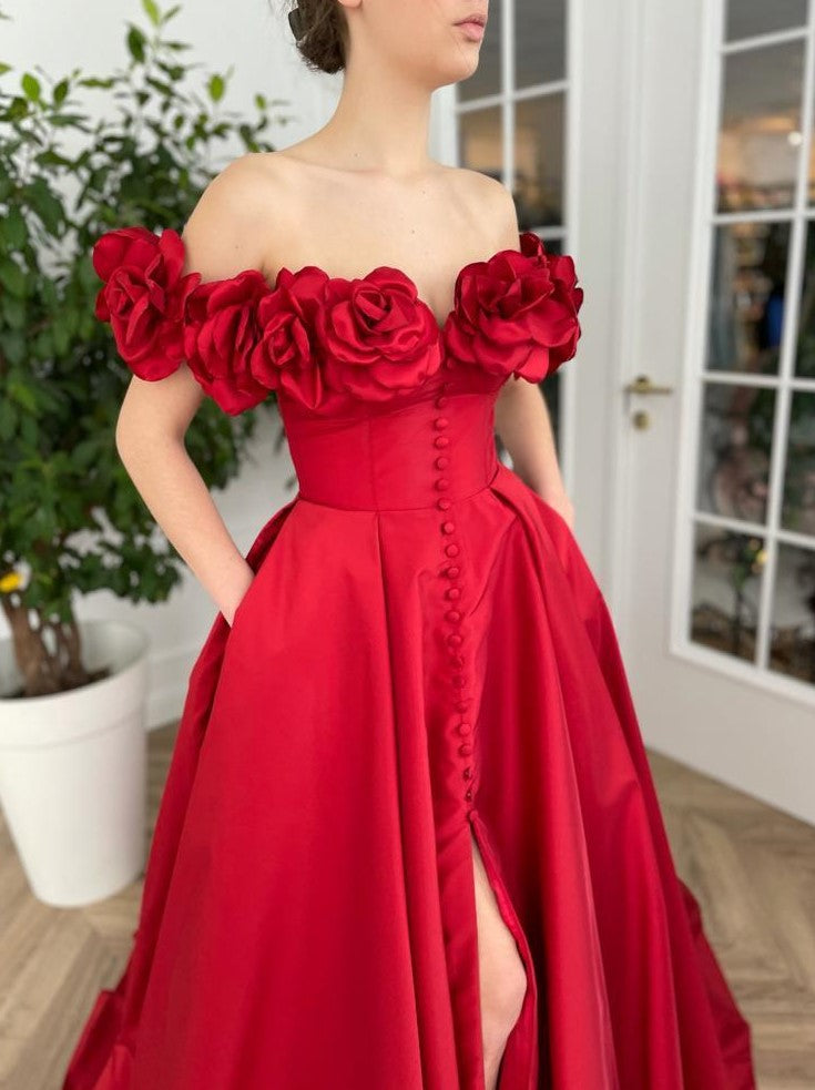 Buy Tomato Red Cotton Silk Girls A Line dress (NFG-248) Online