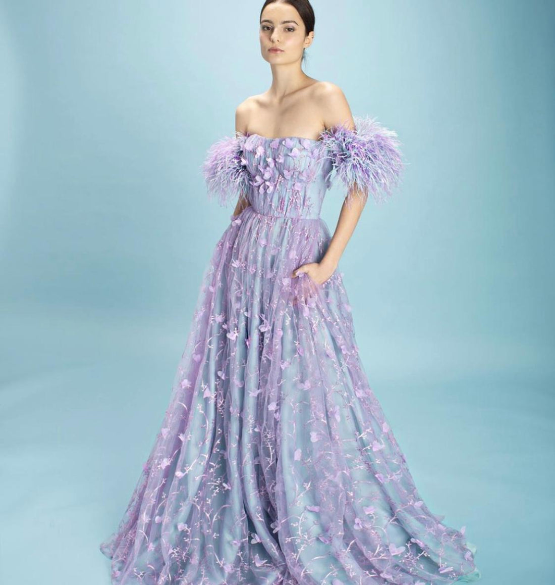 Dreamy Valour Feathers Gown | Teuta Matoshi