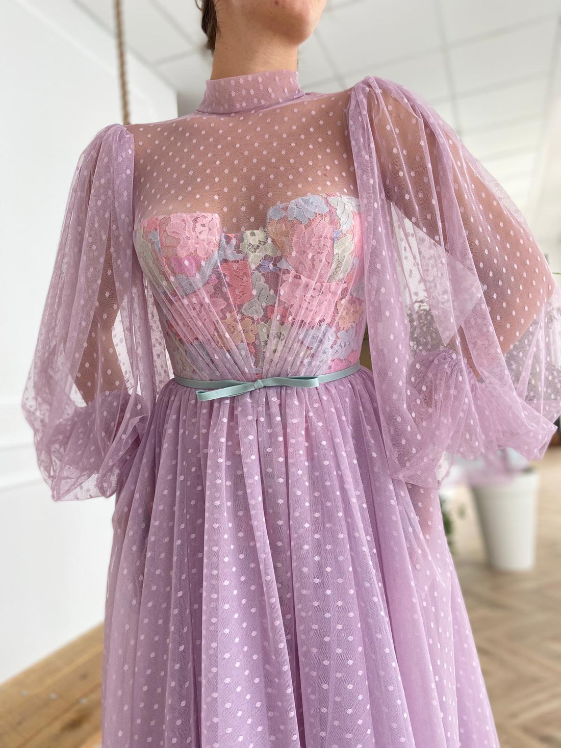 Lilac Dotted Dress | Teuta Matoshi
